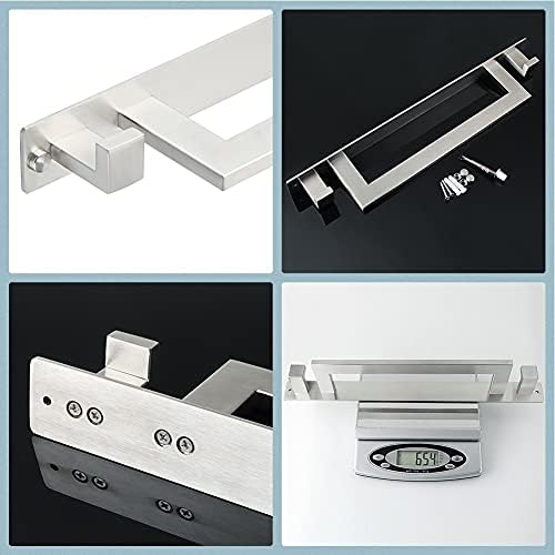 Wall-Mounted Towel Holder for Bathroom - 2 Clips Stainless Steel Matte Black