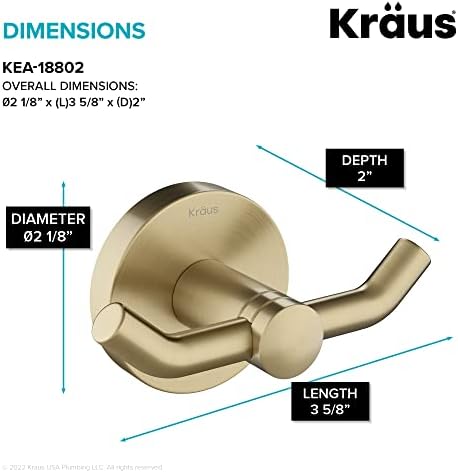 KRAUS Elie Bathroom Robe Towel Hook Durable Brushed Gold