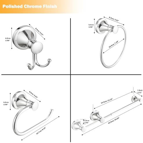 Hoimpro Chrome 4-Piece Bathroom Bath Set Modern Luxury for Your Bathroom