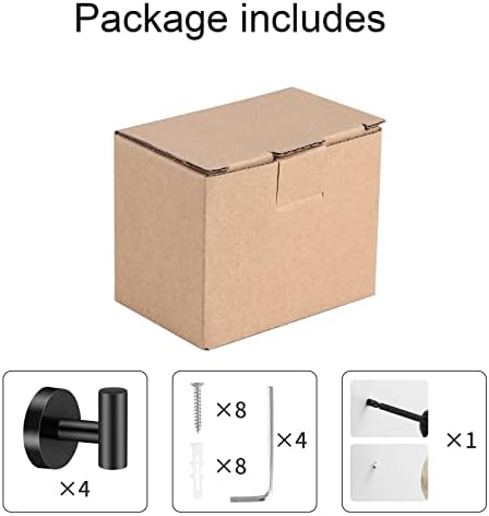 Matte Black Towel Hook Set for Bathroom Robe Kitchen Garage
