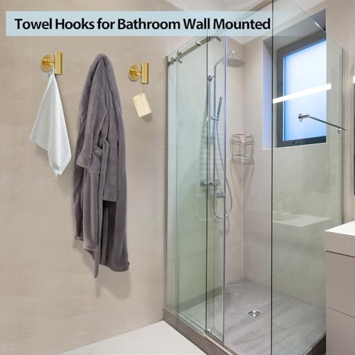 Kruodop Adhesive Towel Robe Hooks 4-Piece Set Stainless Steel