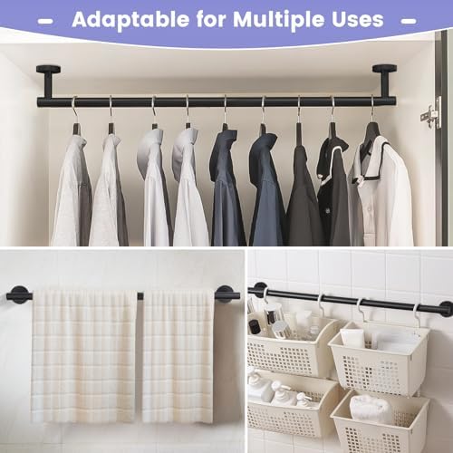 YACVCL 4-Piece Towel Bar Set Black Stainless Steel Wall-Mounted Bathroom Hardware