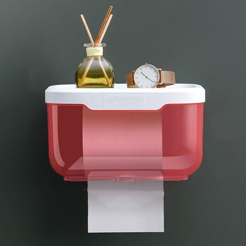 Gsycle Waterproof Wall Toilet Paper Holder with Cover Pink