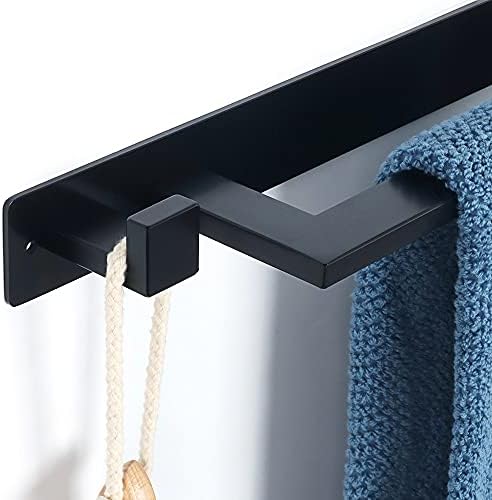 Wall-Mounted Towel Holder for Bathroom - 2 Clips Stainless Steel Matte Black