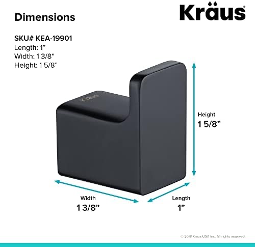 Kraus Stelios Bathroom Robe and Towel Hook Stunning Modern DesignMatte Black Finish