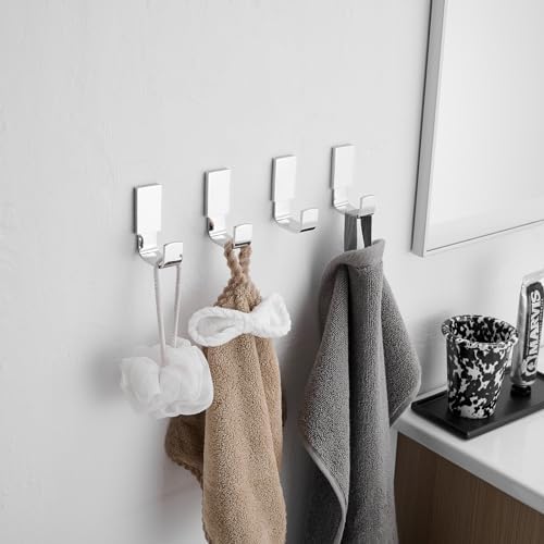 Chrome Brass Towel Hook Bathroom Kitchen Use Self-adhesive or Wall-Mount