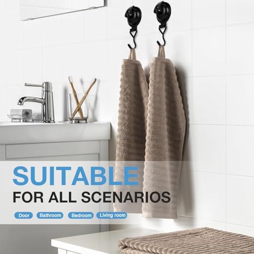 Heavy Duty Vacuum Suction Bowl Holder 2-Pack Reusable Towel Kitchen Hook Black