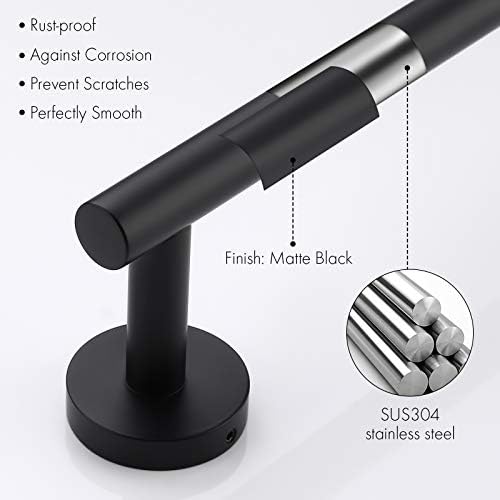 KES Matte Black Hand Towel Bar Rust-Resistant Easy to Install