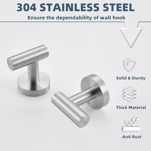 Sturdy 304 STEEL towel hook pair