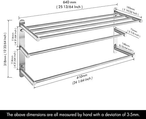 KES 3-Tier Bathroom Towel Rack with 24 Hanging Length