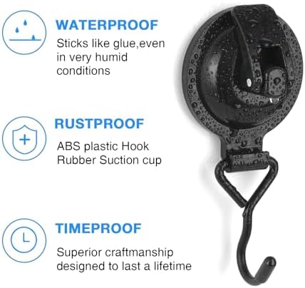 Heavy Duty Vacuum Suction Bowl Holder 2-Pack Reusable Towel Kitchen Hook Black