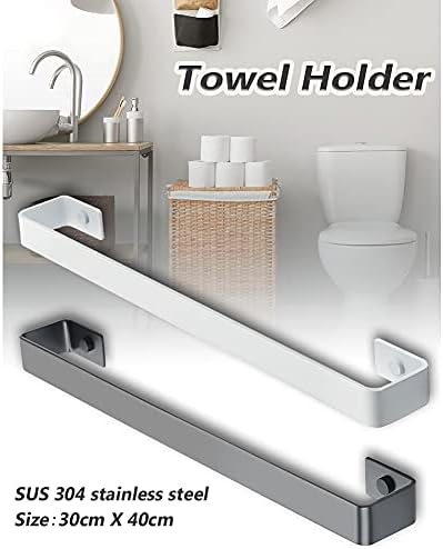 Towel Rail Wall-Mounted 40cm Stainless Steel Easy Install BlackWhite