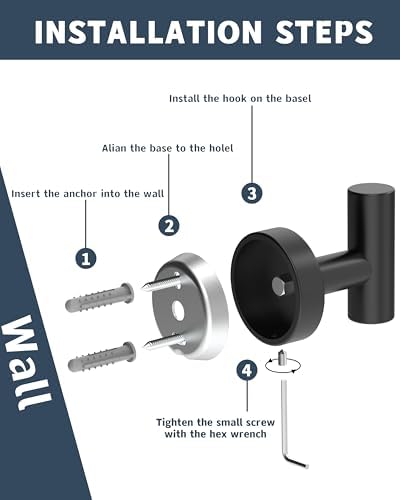 Black 2-Piece Bathroom Towel Hook Set 304 Stainless Steel Durable Wall-Mounted
