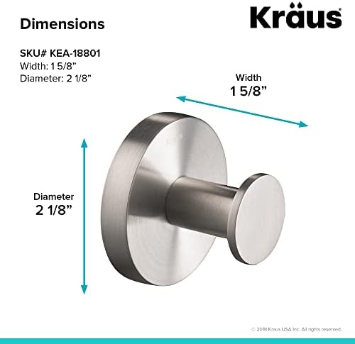 Kraus Elie Bathroom Robe Towel Hook Brushed Nickel Heavy Duty