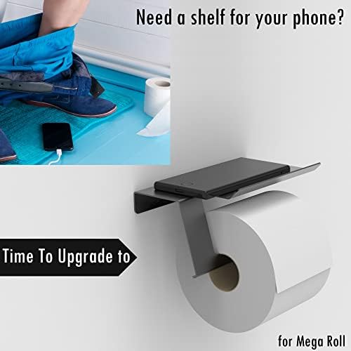 Sturdy Matte Black Toilet Paper Holder with Phone Shelf forrells Essentials