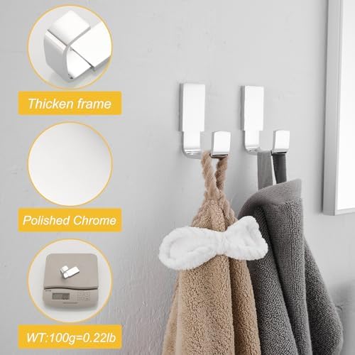 Chrome Brass Towel Hook Bathroom Kitchen Use Self-adhesive or Wall-Mount