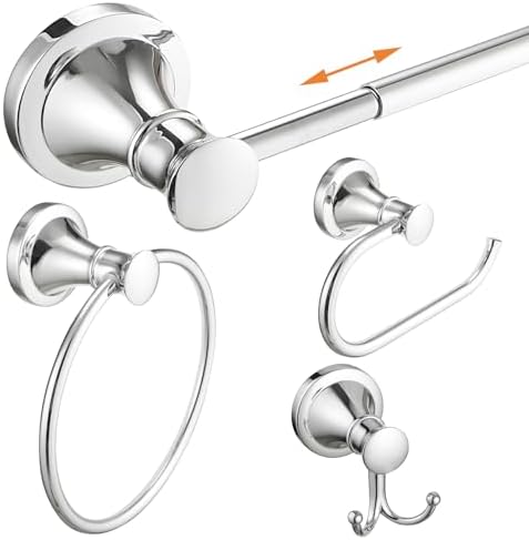 Hoimpro Chrome 4-Piece Bathroom Bath Set Modern Luxury for Your Bathroom