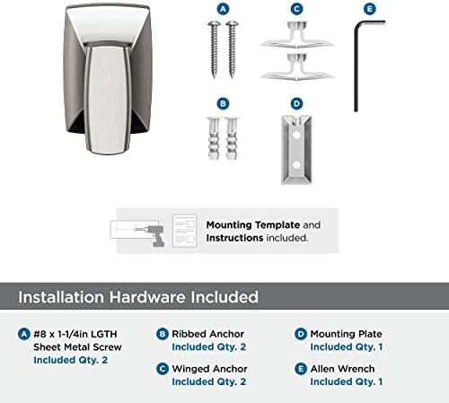 Amerock BH36010G10 Essential Modern Single Robe Hook Brushed Nickel Bathroom Towel Holder
