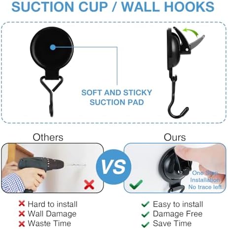 Heavy Duty Vacuum Suction Bowl Holder 2-Pack Reusable Towel Kitchen Hook Black