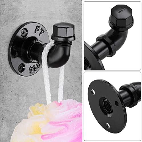Pynsseu 6-Piece Industrial Pipe Hooks Matte Black