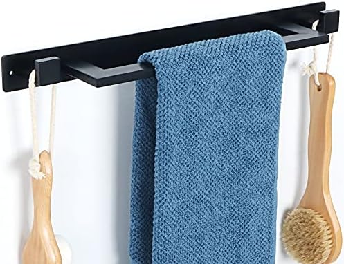Wall-Mounted Towel Holder for Bathroom - 2 Clips Stainless Steel Matte Black