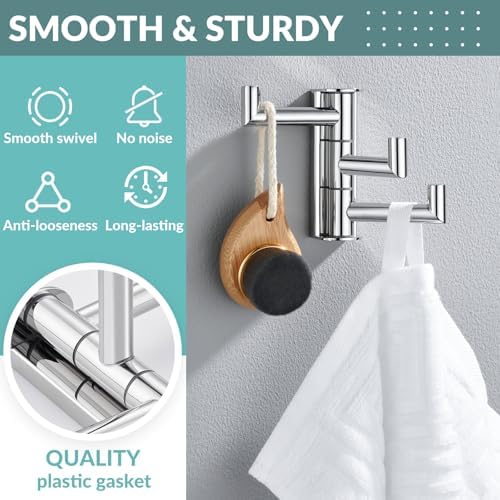 APLusee Swivel Towel Hook 304 Stainless Steel Portable Bathroom Organizer