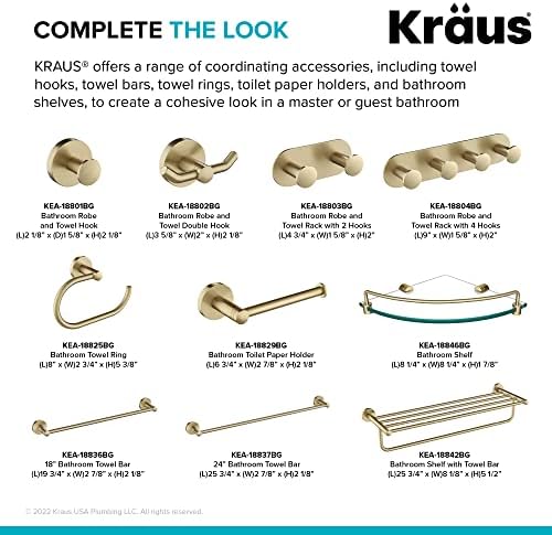 KRAUS Elie Bathroom Robe Towel Hook Durable Brushed Gold