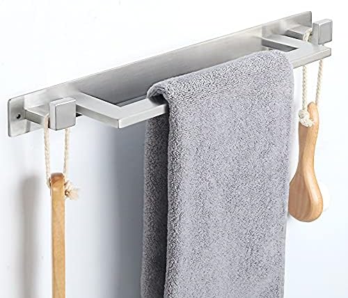 Stainless Steel 45Cm Towel Rail for Bathroom with 2 Hooks