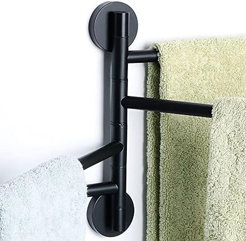 Wall-Mounted 4-Arm Towel Rail Stainless Steel Matte Black Hermione Store