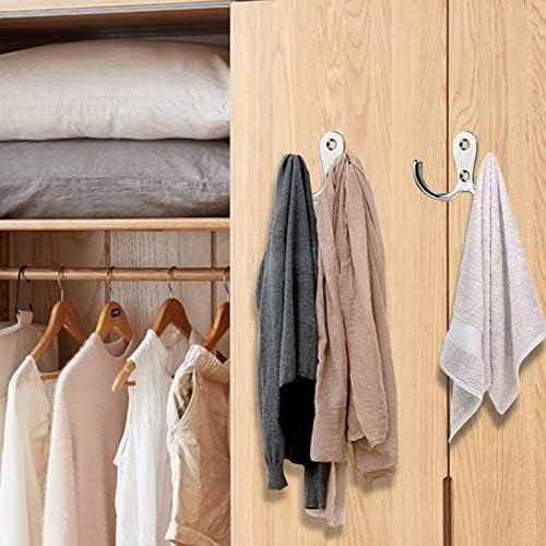 6-Piece Metal Double Prong Robe Hooks
