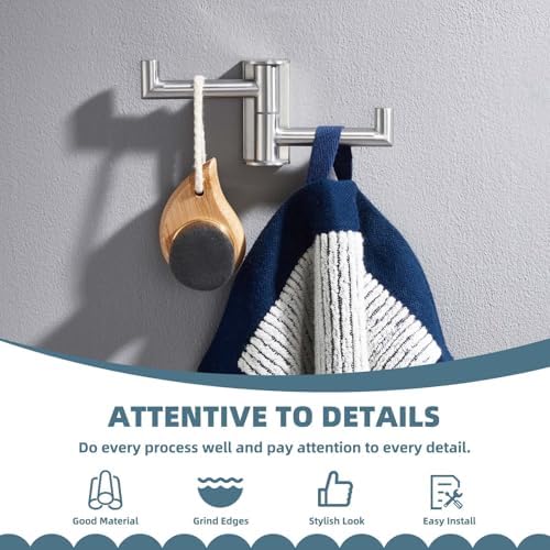 Suyar Stainless Steel Bathroom Towel Coat Hook Space-Saving Efficient Storage