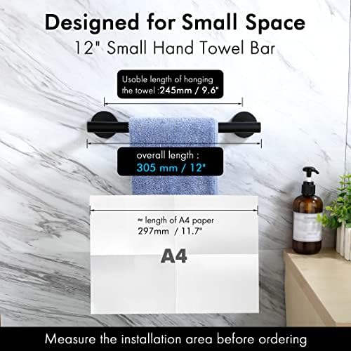 KES Matte Black Hand Towel Bar Rust-Resistant Easy to Install