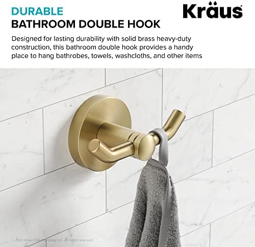 KRAUS Elie Bathroom Robe Towel Hook Durable Brushed Gold
