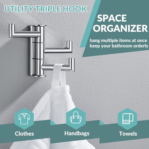 APLusee Swivel Towel Hook 304 Stainless Steel Portable Bathroom Organizer