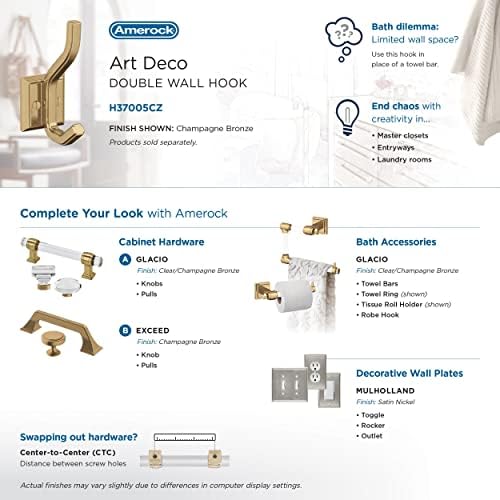 Champagne Bronze Double-Pronged Wall Hook for Coats Backpacks