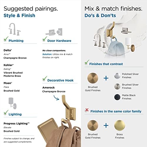 Champagne Bronze Double-Pronged Wall Hook for Coats Backpacks