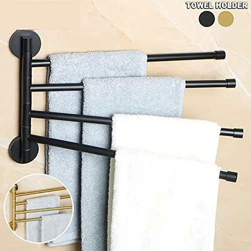 Wall-Mounted 4-Arm Towel Rail Stainless Steel Matte Black Hermione Store