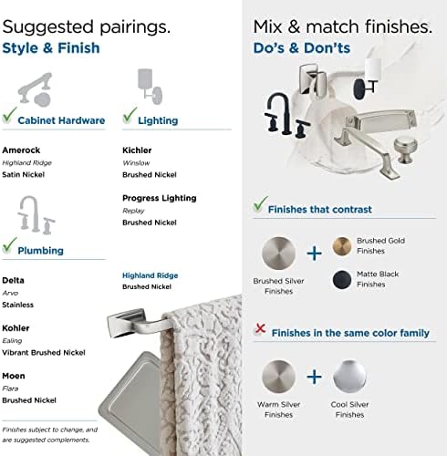 Amerock BH36010G10 Essential Modern Single Robe Hook Brushed Nickel Bathroom Towel Holder