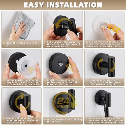 Secure Suction Cup Hooks for Towels Robes