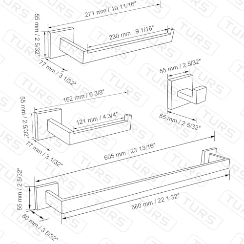 TURS 4-Piece Gold-plated Towel Bar Set