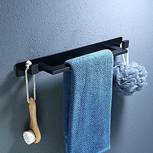 Wall-Mounted Towel Holder for Bathroom - 2 Clips Stainless Steel Matte Black