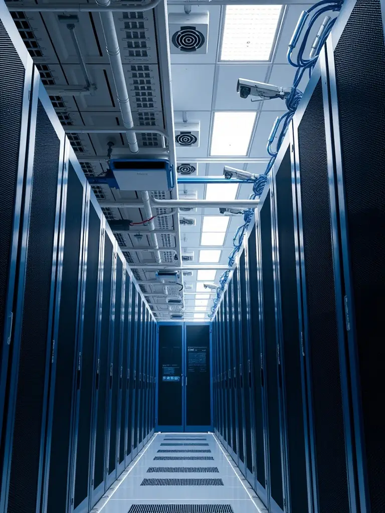 A modern data center image representing infrastructure modernization, highlighting advanced technology and efficient data management.